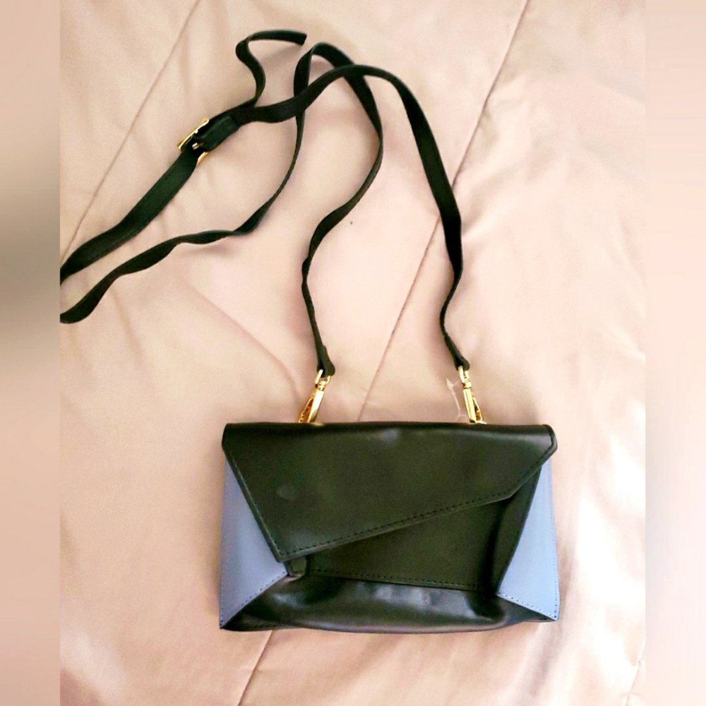 STELLA BIANCA Genuine Italian Leather Geometric Multicolor Crossbody Purse